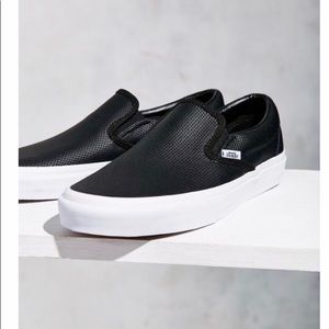 Vans perforated black leather slip -on sneaker